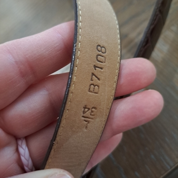 Brighton Brown Leather Belt B708 Croc Embossed Women's Size 34 Large - Picture 4 of 12